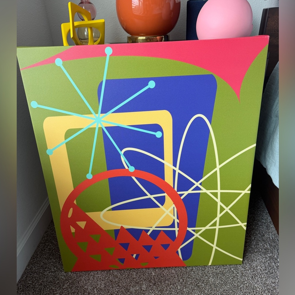 Mid-Century Modern Abstract "Googie" Style Canvas Art w/EPCOT theme